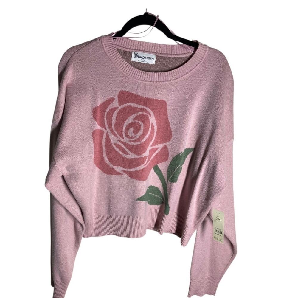 No Boundaries Pink Cropped Rose Sweater XL